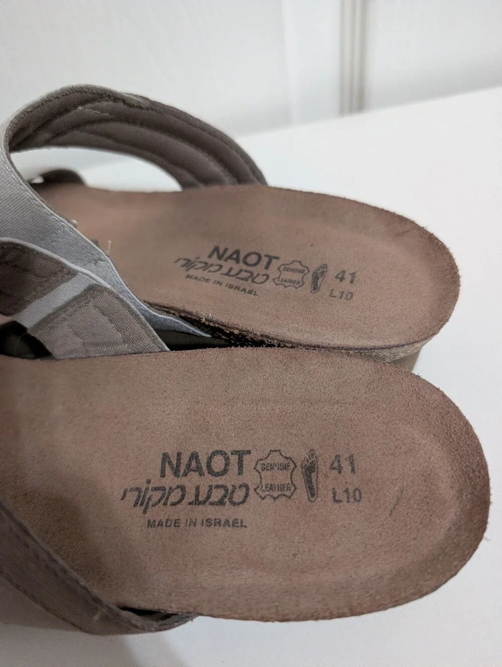 NAOT Womens Sandals Frankie Slide Shoes Gray Purple Leather Size 10 US / 41 EUR
